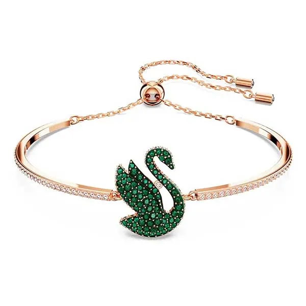 Vòng Đeo Tay Nữ Swarovski Iconic Swan Bangle Swan, Green, Rose Gold-Tone Plated 5650065 Màu Xanh Green - Trang sức - Vua Hàng Hiệu