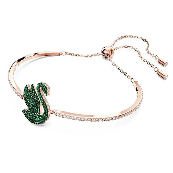 Vòng Đeo Tay Nữ Swarovski Iconic Swan Bangle Swan, Green, Rose Gold-Tone Plated 5650065 Màu Xanh Green - Trang sức - Vua Hàng Hiệu