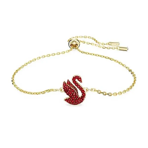 Vòng Đeo Tay Swarovski Iconic Swan Bracelet Swan, Small, Red, Gold-Tone Plated 5656841 Màu Vàng Đỏ - Trang sức - Vua Hàng Hiệu