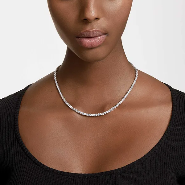 Vòng Đeo Tay Nữ Swarovski Matrix Tennis Necklace Round Cut, White, Rhodium Plated 5681796 Màu Bạc - Trang sức - Vua Hàng Hiệu
