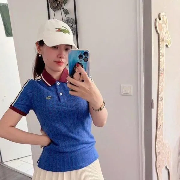 Áo Polo Nữ Lacoste Core Performance Polo Màu Xanh Đỏ Size 36