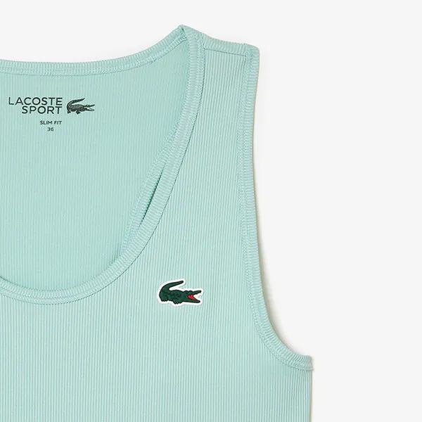 Áo Ba Lỗ Nữ Lacoste Women's Ultra Dry Rib Knit Tank TF4874 51 LGF Màu Xanh Mint Size 40