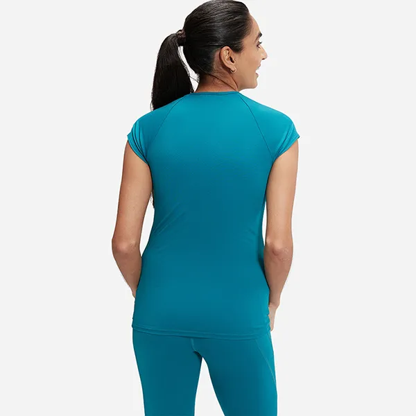 Áo Bơi Nữ Speedo Zip Sun Protection Short Sleeves Rashguard 8-00410616587 Màu Xanh Ngọc Lam Size XS