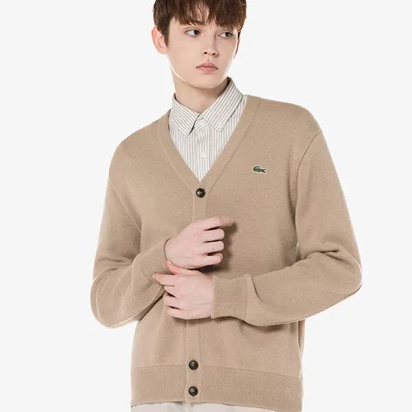 Áo Cardigan Nam Lacoste Men's AH360E 02S Màu Be Size 3