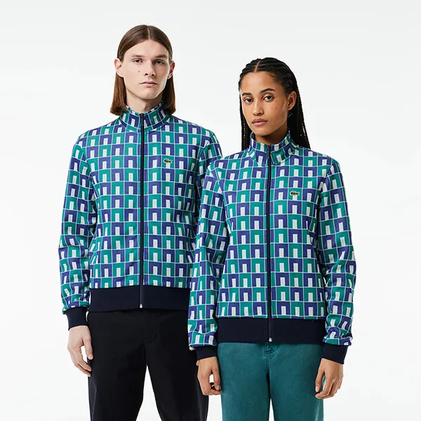 Áo Khoác Lacoste Robert George Jacquard Motif Zipped Sweatshirt SH8646 IS8 Màu Xanh Size XXS