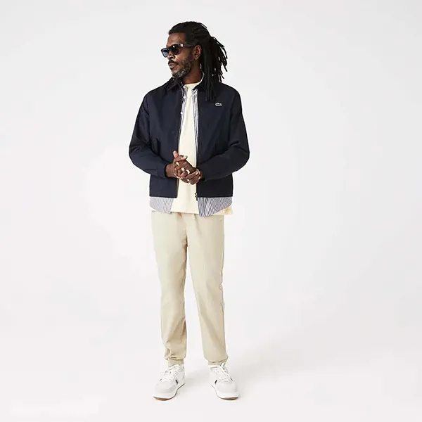 Áo Khoác Lacoste Short Zippered Organic Cotton Gabardine Jacket BH2591 - 166 Màu Xanh Navy Size 50