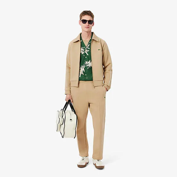 Áo Khoác Nam Lacoste Men's Made In France Zipped Sweatshirt SH0029 51 02S Màu Be Size 3