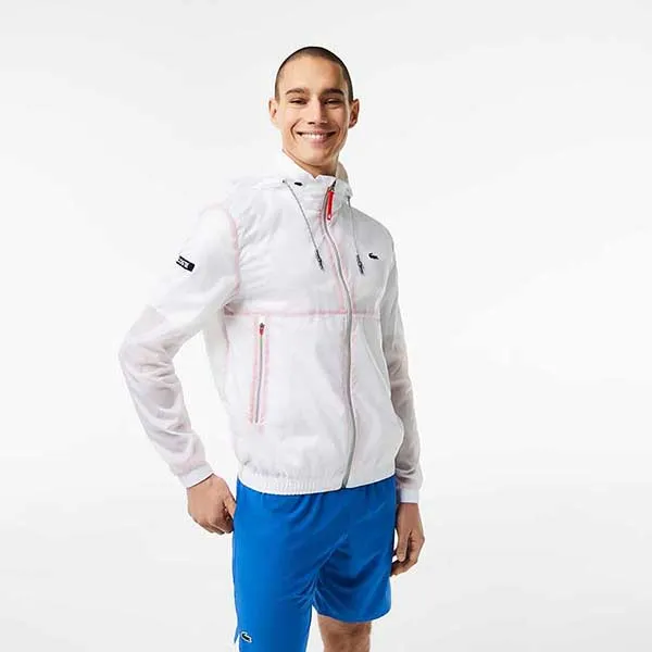 Áo Khoác Nam Lacoste Tennis x Novak Djokovic Zip Jacket BH5043 001 Màu Trắng Size 50
