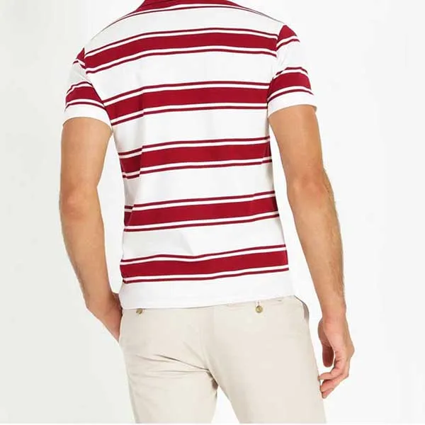 Áo Lacoste Men's Slim Fit Classic Stripe Polo PH4810-W7B Màu Trắng Phối Đỏ Size 3