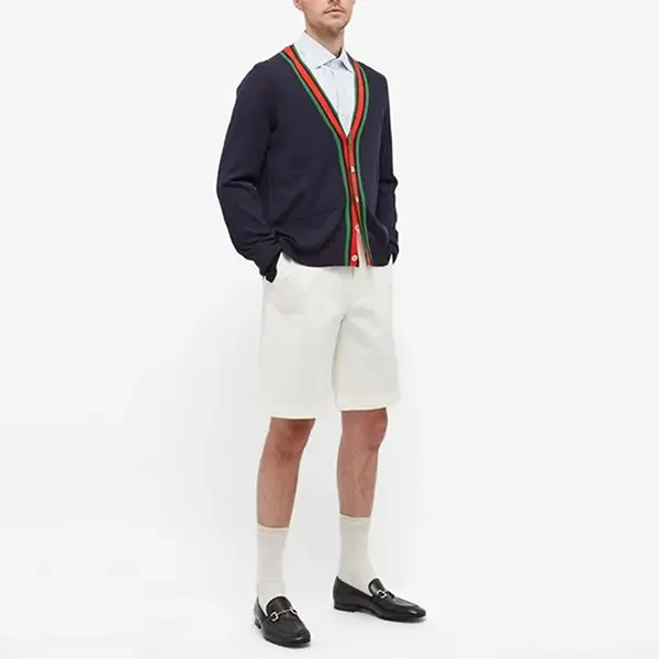 Áo Len Cardigan Nam Gucci Grg Trim Cardigan Màu Xanh Navy Size S