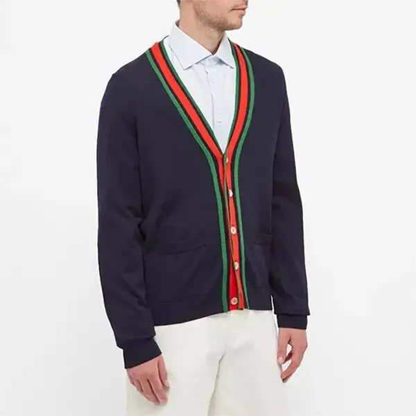 Áo Len Cardigan Nam Gucci Grg Trim Cardigan Màu Xanh Navy Size S