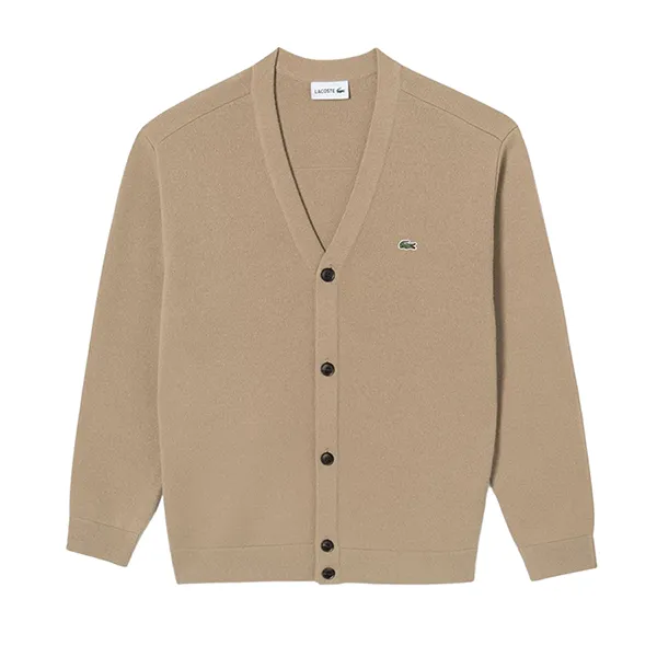 Áo Len Cardigan Nam Lacoste Men's Y-Neck Cardigan AH260E 51NR 02S Màu Nâu Size 3