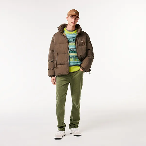 Áo Len Nam Lacoste Fair Isle Alpaca And Wool Blend Sweater AH5663-PAI Màu Xanh Họa Tiết