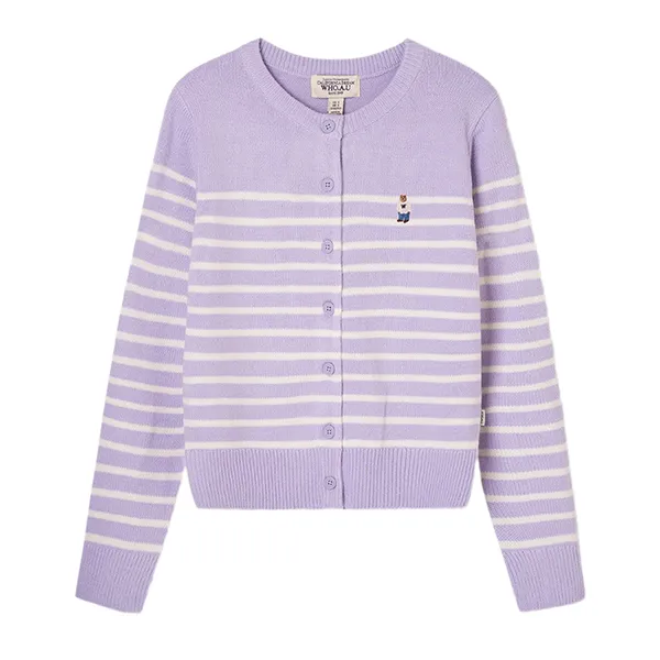 Áo Len Nữ WHOAU Steve R-neck Cardigan Màu Tím Size S