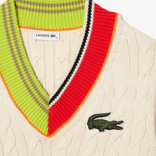 Áo Len Sweater Nữ Lacoste Long Sleeve AF4944-23 Màu Be