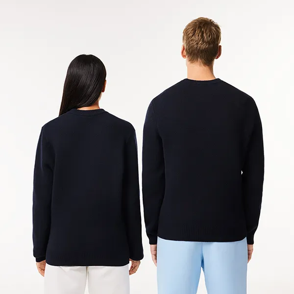 Áo Len Unisex Lacoste Wool And Cotton Blend Badge Sweater AH1779-HDE Màu Xanh Đen