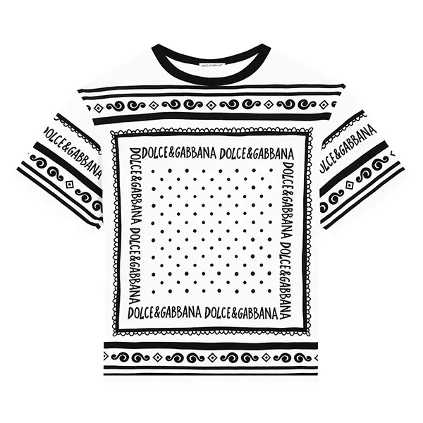 Áo Phông Dolce & Gabbana D&G With Contrasting Bandana Print In White - L4JTHV II7FZ HA9QB Màu Đen Trắng Size 12Y