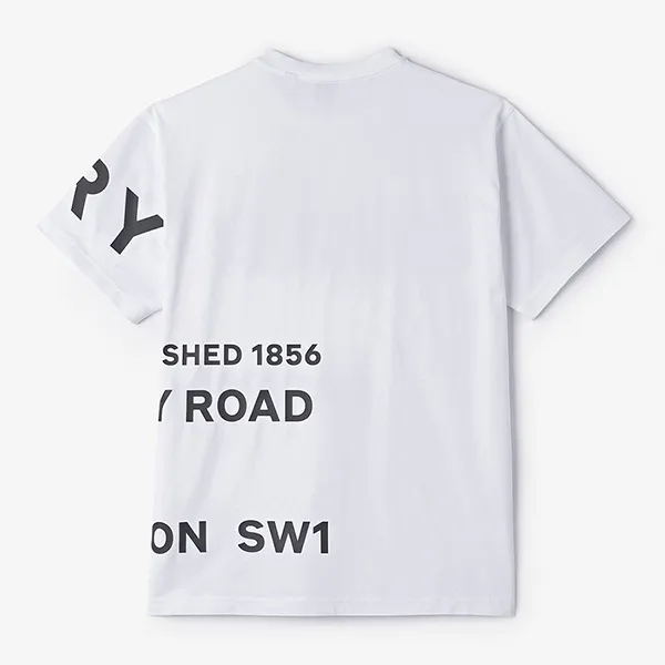 Áo Phông Nam Burberry Hoseperi Print Cotton Oversize Short-sleeved T-shirt - White 8048748 Màu Trắng Size XS