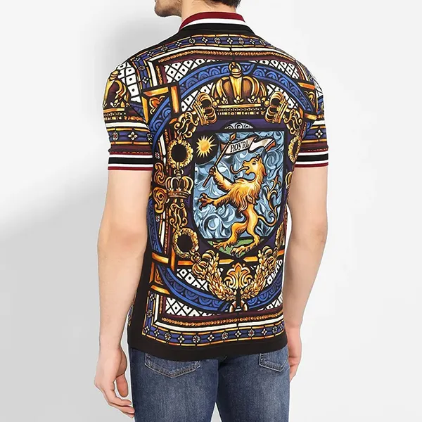 Áo Phông Nam Dolce & Gabbana D&G Men's Black Lion Print Shirt Phối Màu Size 48