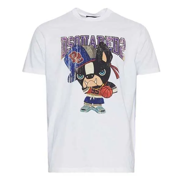 Áo Phông Nam Dsquared2 S74GD1262 S23009 100W Tshrit Màu Trắng Size XS
