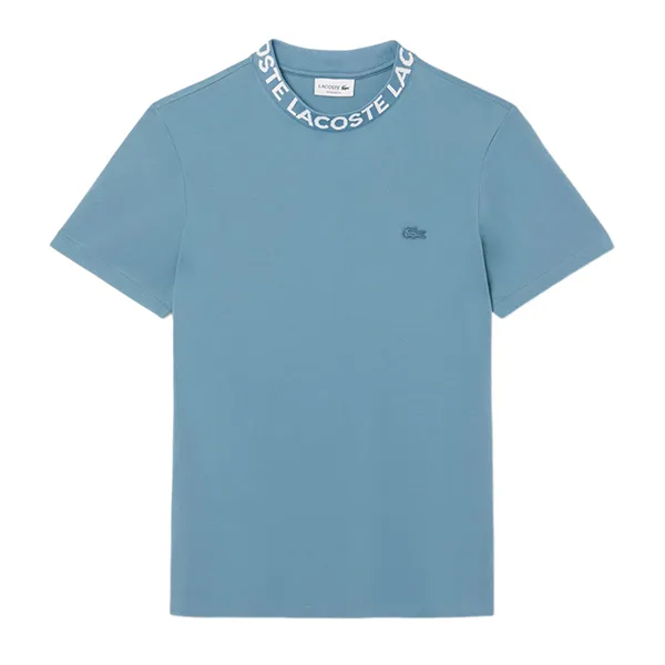 Áo Phông Nam Lacoste Jacquard Neck Pique TH2521 HD9 T-Shirt Màu Xanh Da Trời Size 3