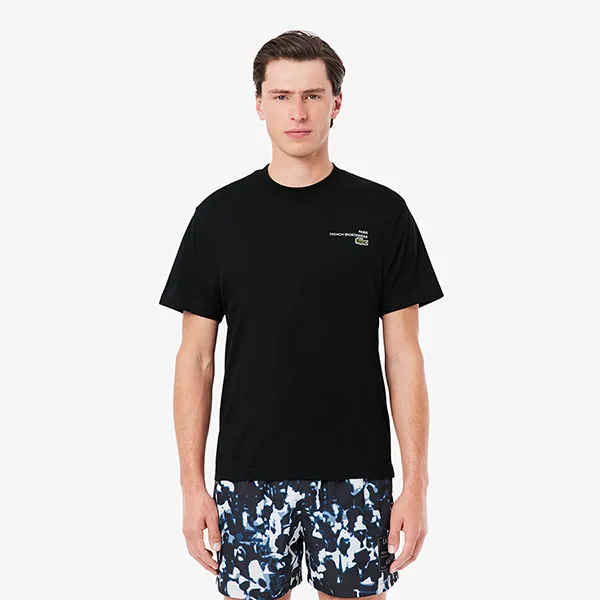 Áo Phông Nam Lacoste Men's Print Motif Jersey T-Shirt TH9880 51 031 Màu Đen Size 3