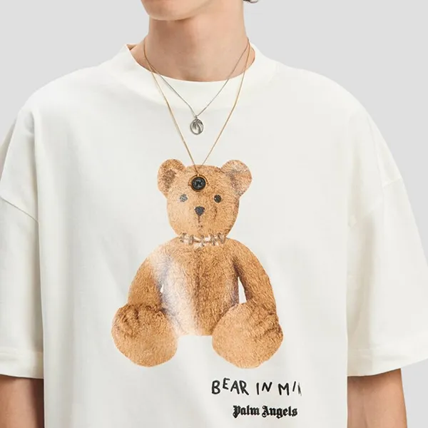 Áo Phông Nam Palm Angels Bear In Mind 'White' PMAA001S25JER0050360 Tshirt Màu Trắng Size XS