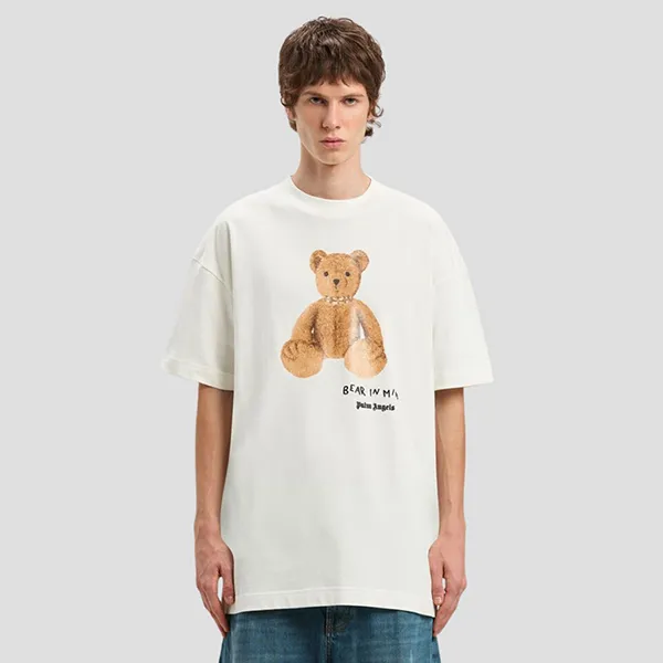 Áo Phông Nam Palm Angels Bear In Mind 'White' PMAA001S25JER0050360 Tshirt Màu Trắng Size XS