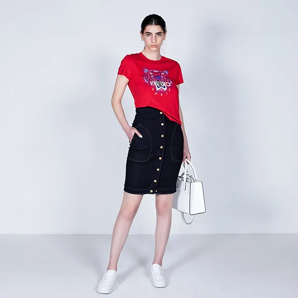 Áo Phông Nữ Kenzo Tiger Head Print Tshirt FA52TS7214YB-999 Màu Đỏ Size XS