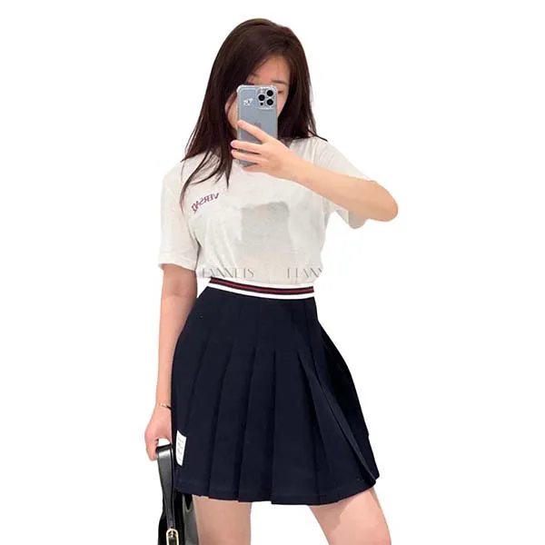 Áo Phông Nữ Versace Logo Series Crystal-embellished White 1014555 1A12040 2WI90 Tshirt Màu Trắng Size 38