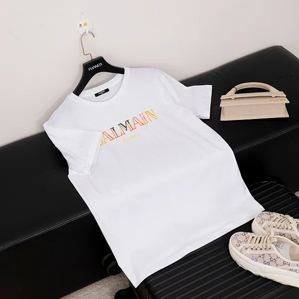 Áo Phông Trẻ Em Balmain T-Shirt Balmain With Embroidered Logo In White BW8Q41 Z0082 100MC Màu Trắng Size 14Y