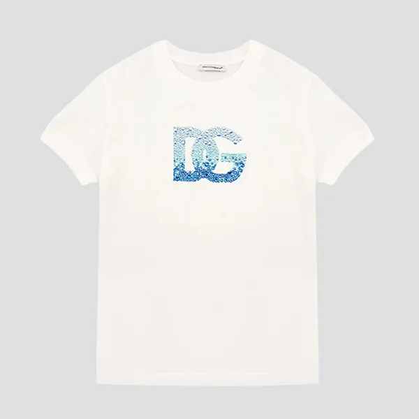 Áo Phông Trẻ Em Dolce & Gabbana D&G Jersey With DG Logo T-Shirt L5JTPD G7O0X S9000 Màu Trắng Size 14y