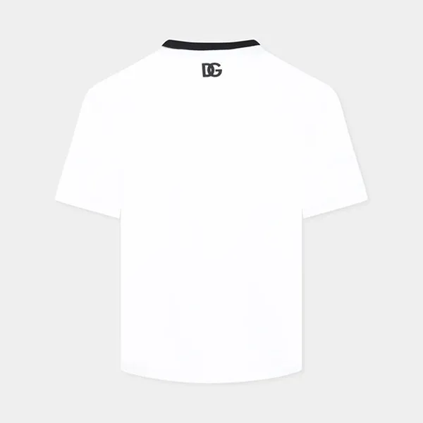 Áo Phông Trẻ Em Dolce & Gabbana D&G Logo Print Crewneck L4JTHV G7O6J W0800 T-Shirt Màu Trắng Size 14y