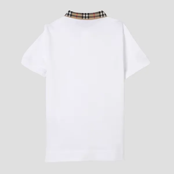 Áo Polo Burberry Kids Checked Collar Neck In White 8105571 Màu Trắng Size 14Y