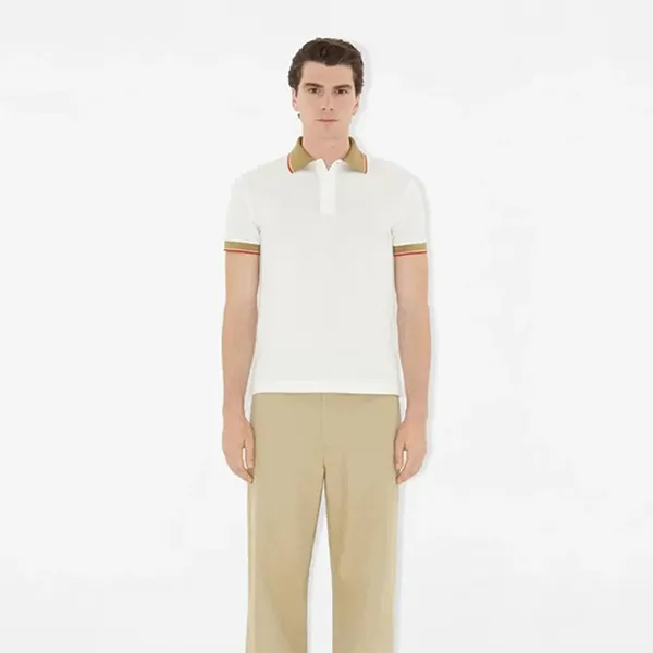 Áo Polo Nam Burberry Logo Collar Cotton 8110096 Màu Trắng Size M
