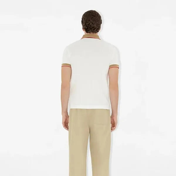 Áo Polo Nam Burberry Logo Collar Cotton 8110096 Màu Trắng Size M
