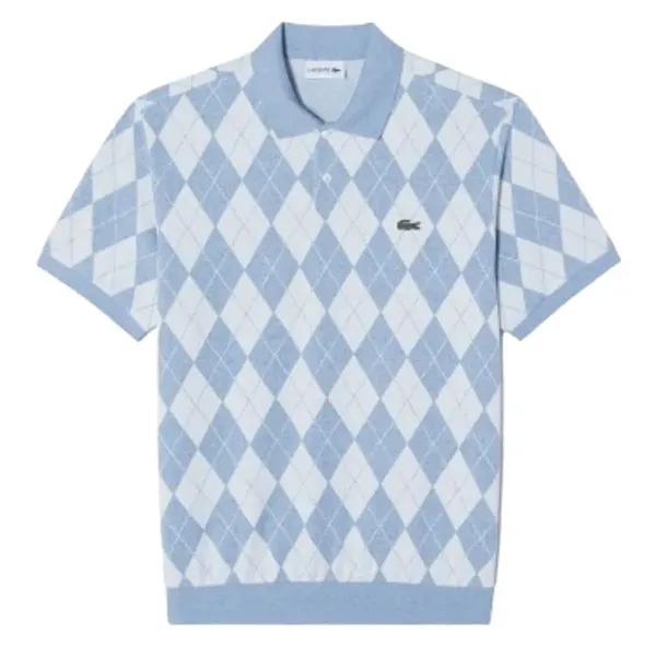 Áo Polo Nam Lacoste Argyle Short Sleeve Polo PH088E-54N HBP Màu Xanh Kẻ Size 5