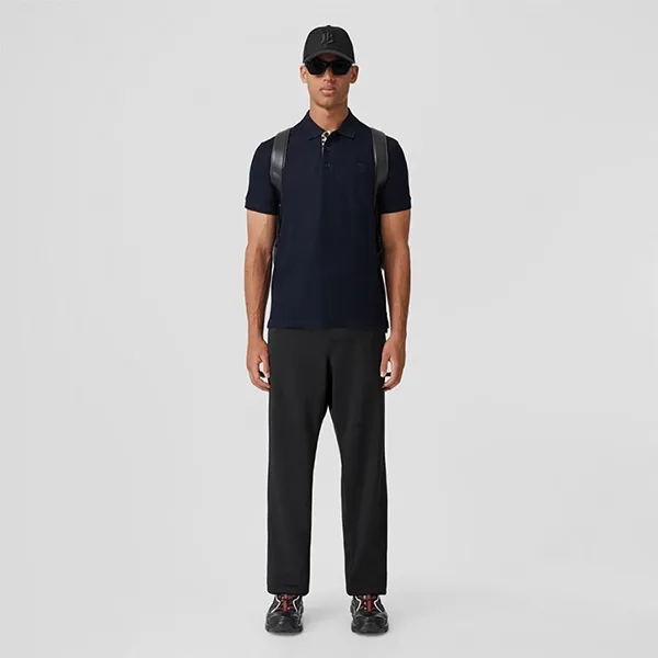 Áo Polo Nam Burberry Cotton Piqué Polo Shirt Màu Xanh Navy Size XS