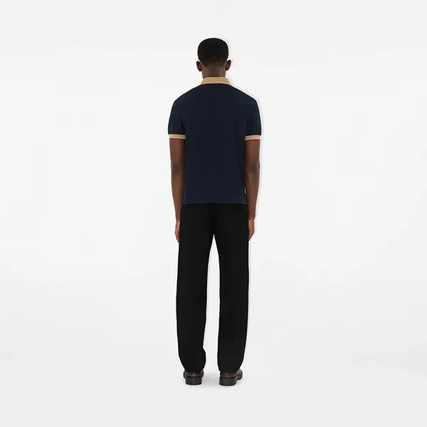 Áo Polo Nam Burberry Logo Collar Cotton Shirt 81100941 Màu Xanh Navy Size XS