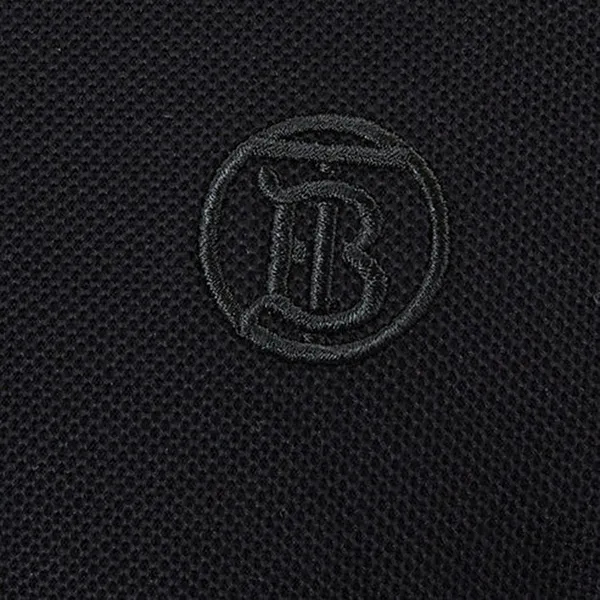 Áo Polo Nam Burberry Regular Monogram Cotton Piqué Shirt In Black 80552281 Màu Đen Size XS