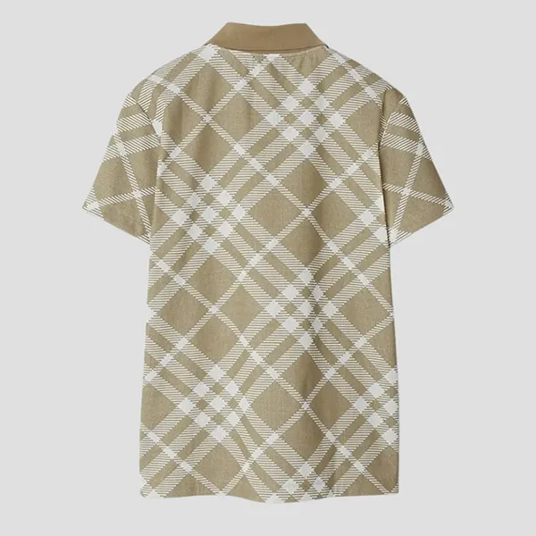 Áo Polo Nam Burberry Stretch Blend With Checked Pattern In Green 8089110 Màu Xanh Olive Size S