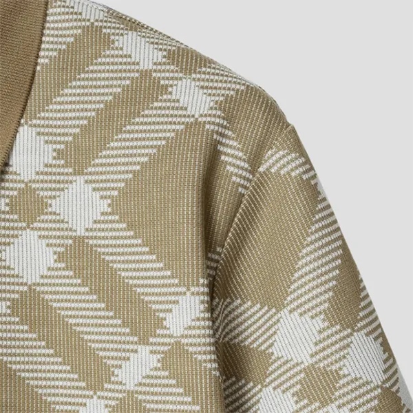 Áo Polo Nam Burberry Stretch Blend With Checked Pattern In Green 8089110 Màu Xanh Olive Size S