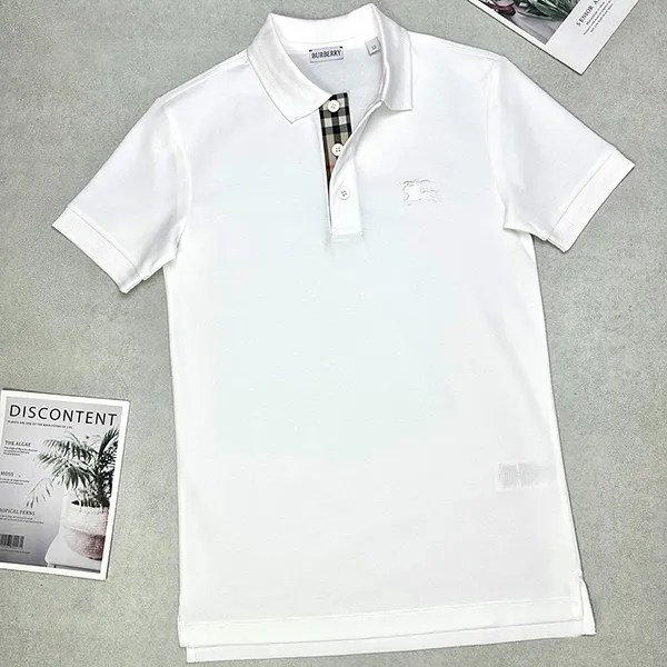 Áo Polo Nam Burberry With Embroidered Horse Tag SS25 Màu Trắng Size S