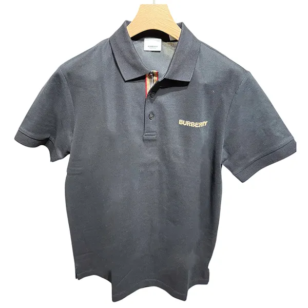 Áo Polo Nam Burberry With Logo Embroidered Màu Xám Đen Size XS