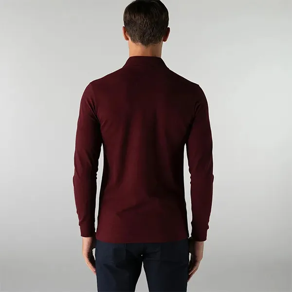 Áo Polo Nam Dài Tay Lacoste Smart Paris Long Sleeve Stretch Cotton Polo Shirt PH2481 SXL Màu Đỏ Đô