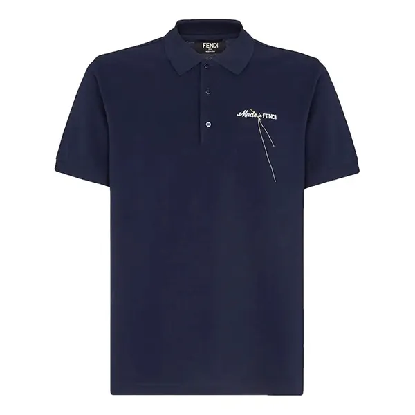 Áo Polo Nam Fendi Piquè Polo Shirt Màu Xanh Navy Size XS