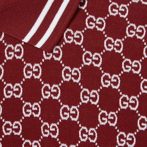 Áo Polo Nam Gucci GG Cotton Piquet Jacquard 788024 XJHHN 6320 Màu Đỏ/Trắng Size S