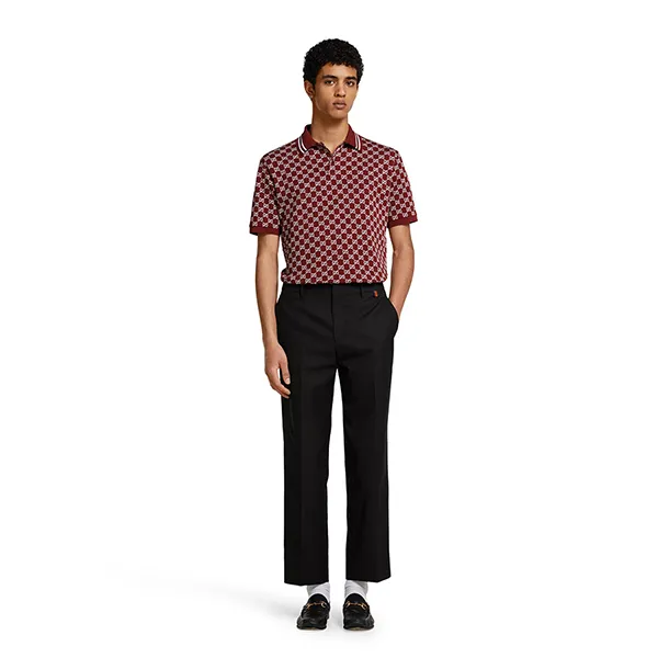 Áo Polo Nam Gucci GG Cotton Piquet Jacquard 788024 XJHHN 6320 Màu Đỏ/Trắng Size S