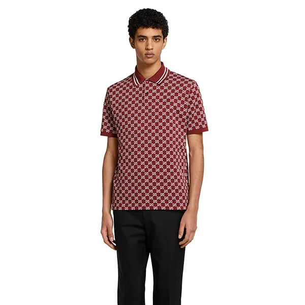 Áo Polo Nam Gucci GG Cotton Piquet Jacquard 788024 XJHHN 6320 Màu Đỏ/Trắng Size S