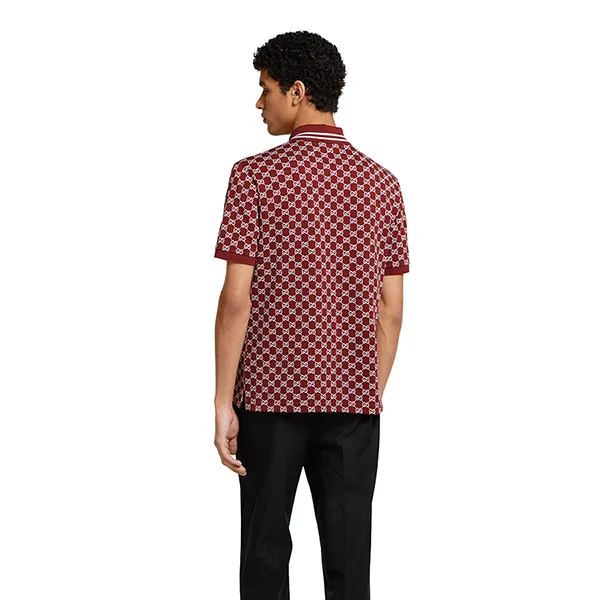 Áo Polo Nam Gucci GG Cotton Piquet Jacquard 788024 XJHHN 6320 Màu Đỏ/Trắng Size S